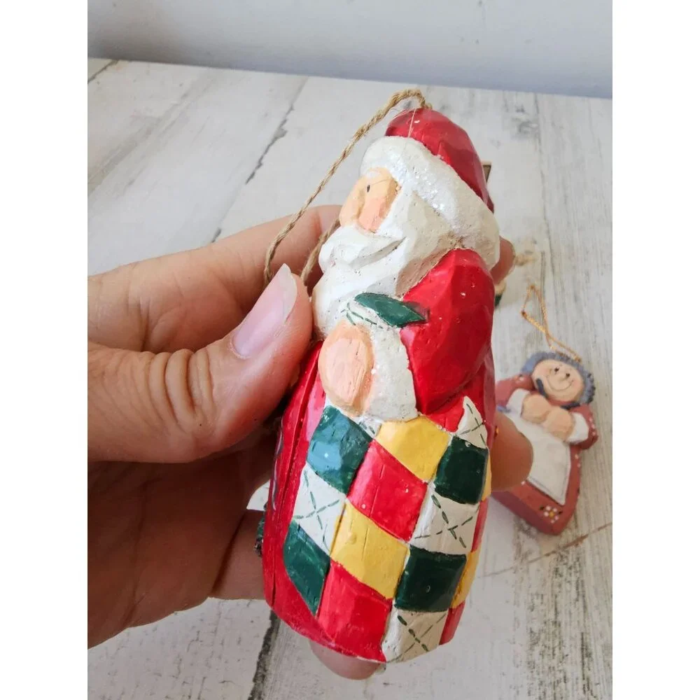 Vintage Eddie Walker knitter sore Santa ornament Mrs Claus knitting knitter Xmas